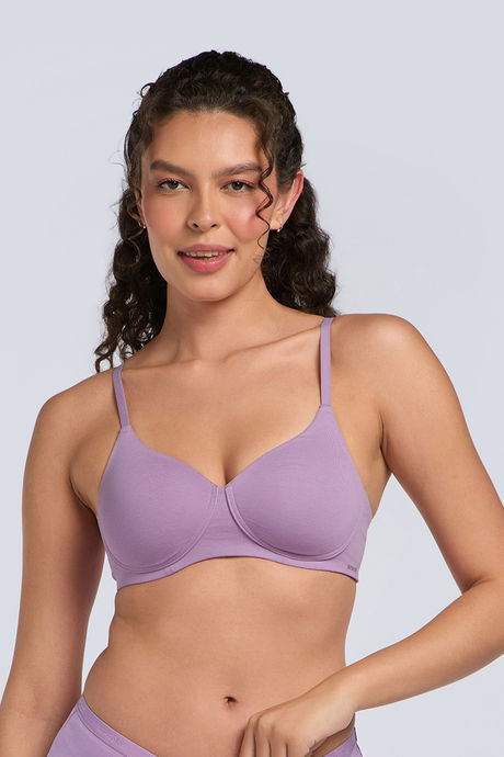Buy Amante Padded Non Wired Perforated T-Shirt Bra - Regal Orchid
